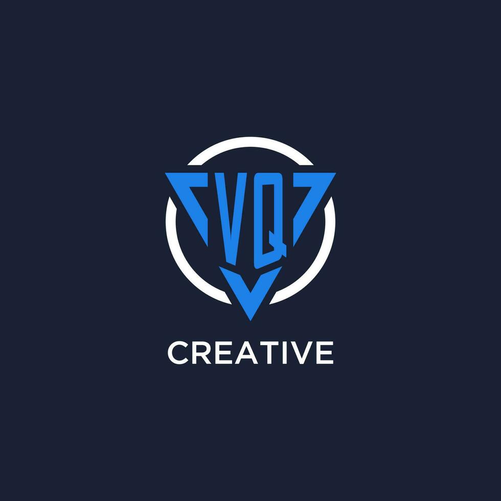 vq monogram logo met driehoek vorm en cirkel ontwerp elementen vector