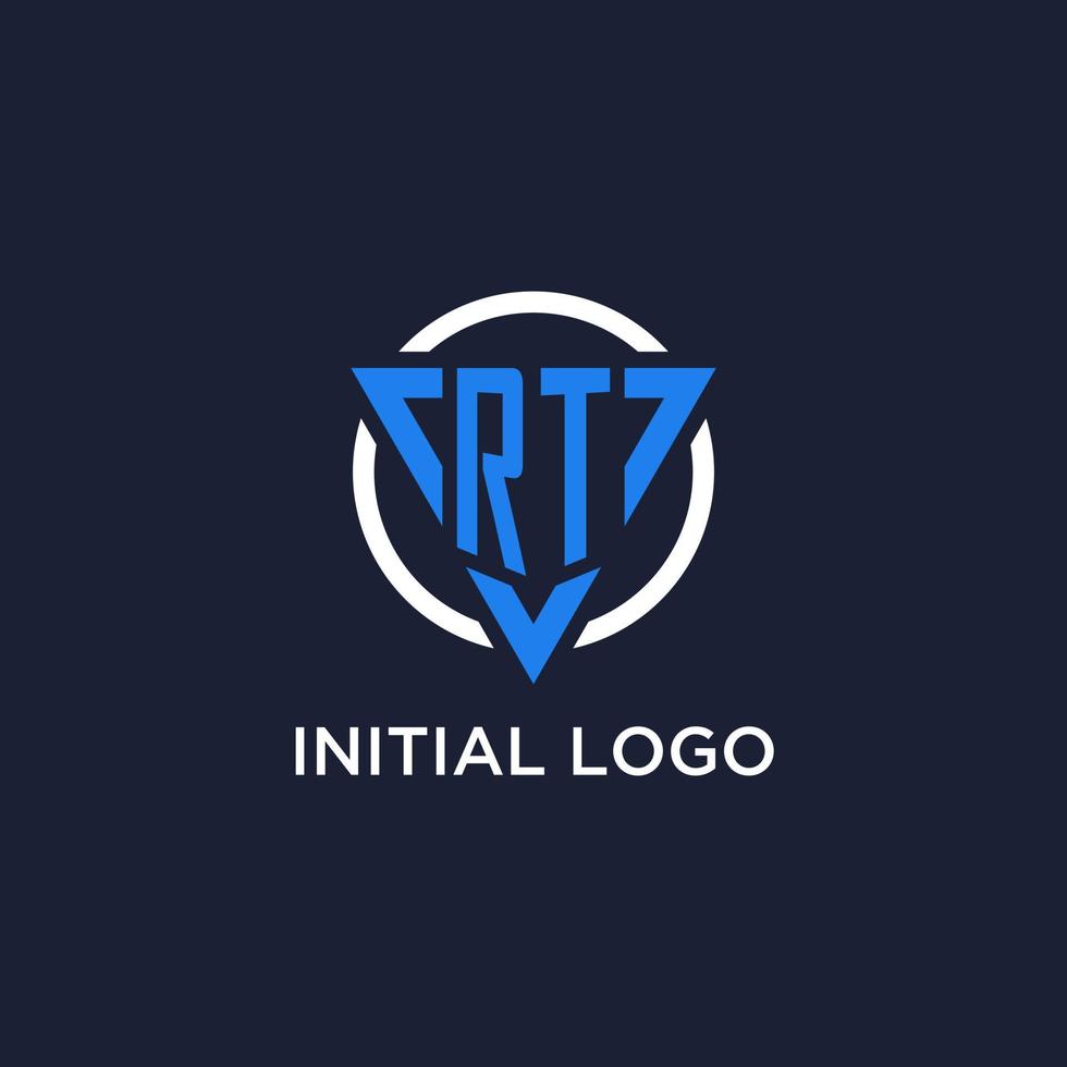 rt monogram logo met driehoek vorm en cirkel ontwerp elementen vector