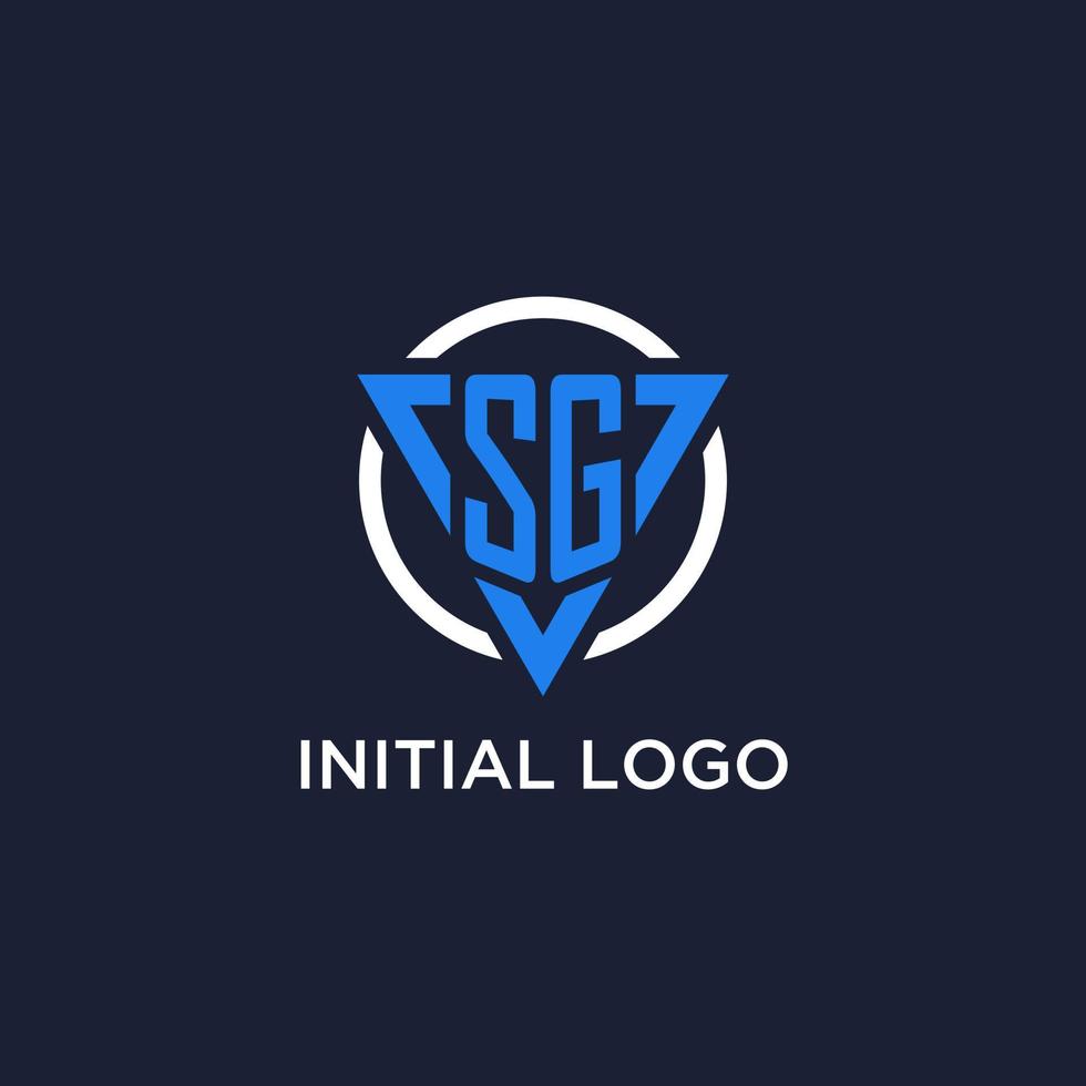 sg monogram logo met driehoek vorm en cirkel ontwerp elementen vector