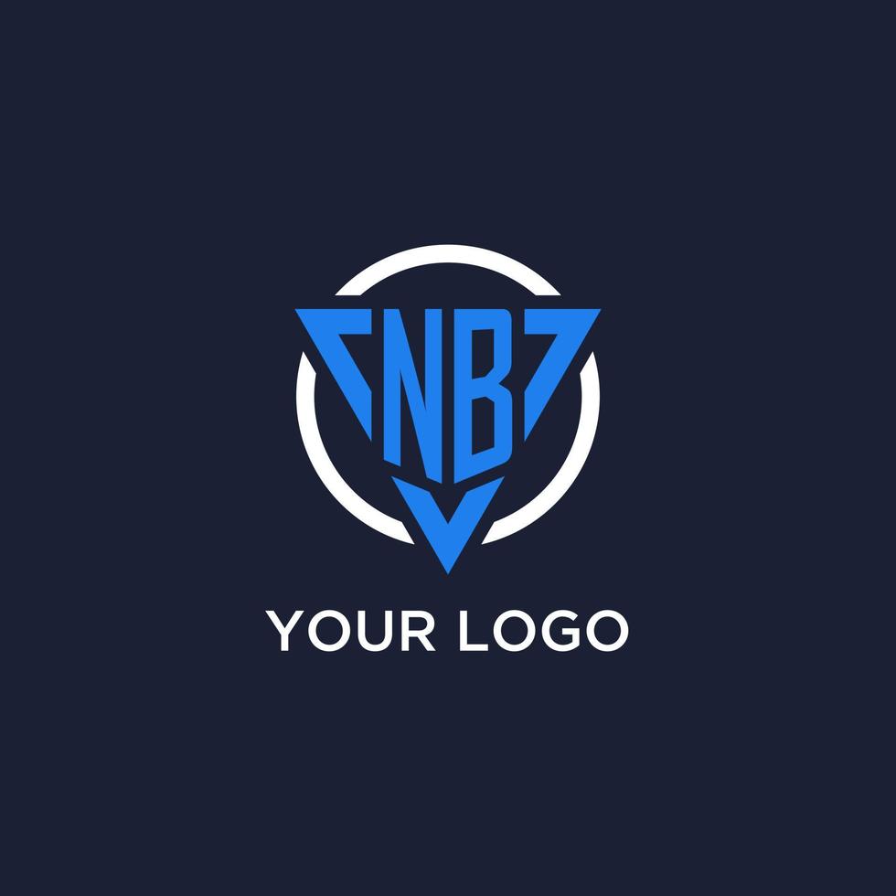 nb monogram logo met driehoek vorm en cirkel ontwerp elementen vector