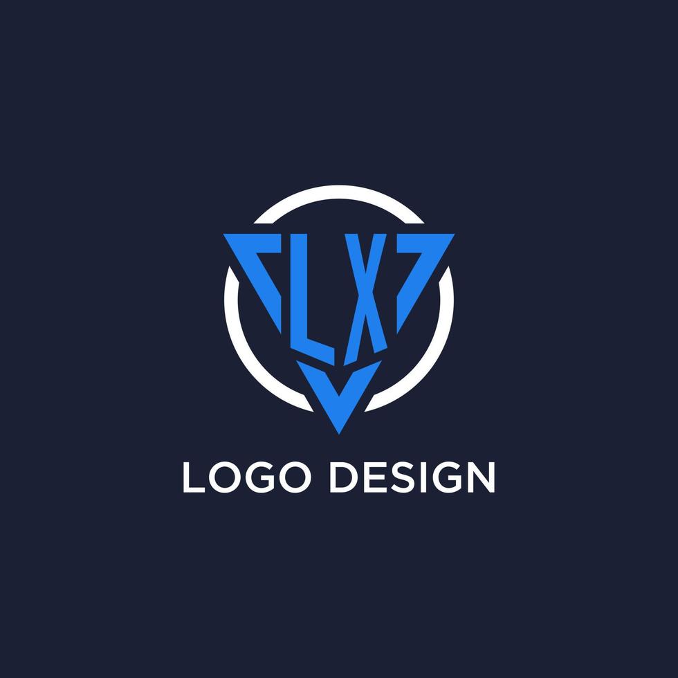 lx monogram logo met driehoek vorm en cirkel ontwerp elementen vector