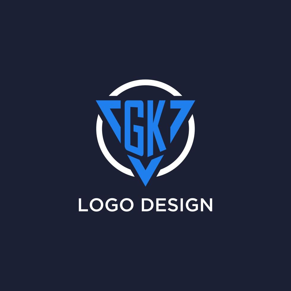 gk monogram logo met driehoek vorm en cirkel ontwerp elementen vector