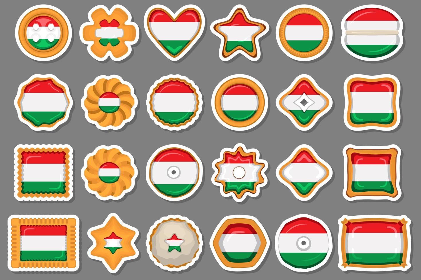 eigengemaakt koekje met vlag land Hongarije in smakelijk biscuit vector