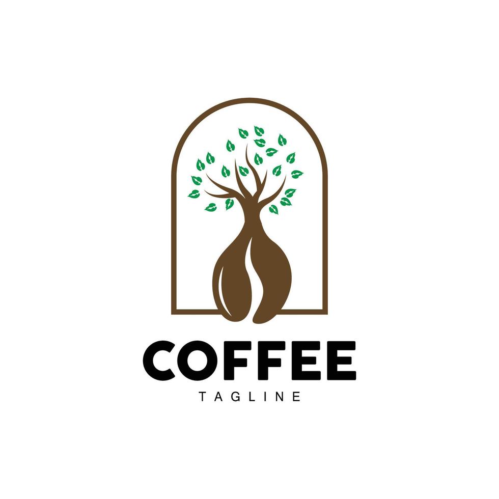 koffie logo, koffie boom ontwerp, cafe drinken vector, icoon merk illustratie symbool vector