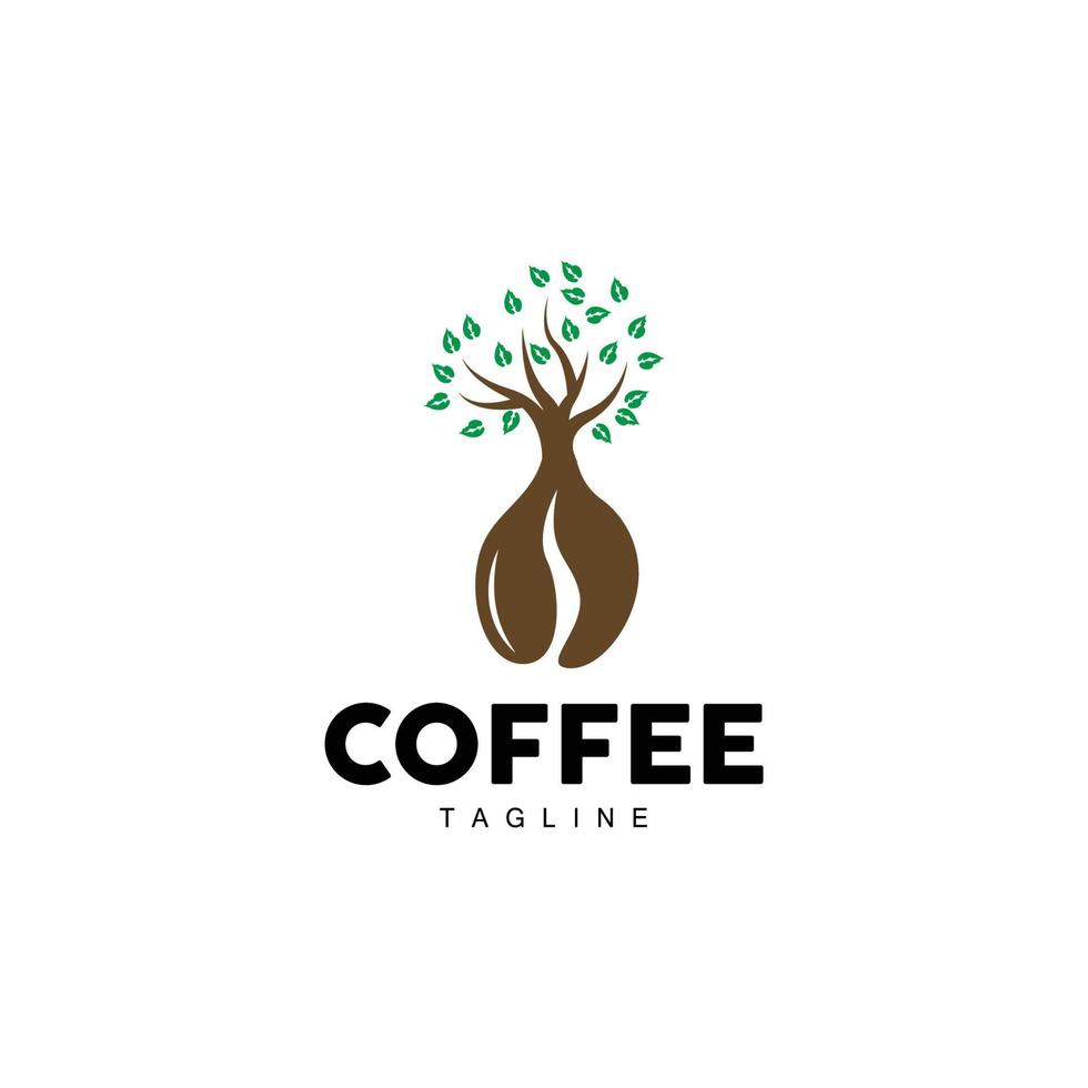 koffie logo, koffie boom ontwerp, cafe drinken vector, icoon merk illustratie symbool vector