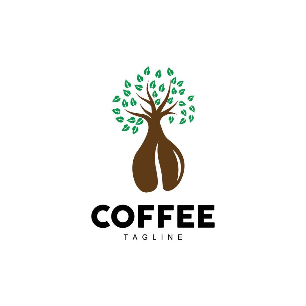 koffie logo, koffie boom ontwerp, cafe drinken vector, icoon merk illustratie symbool vector