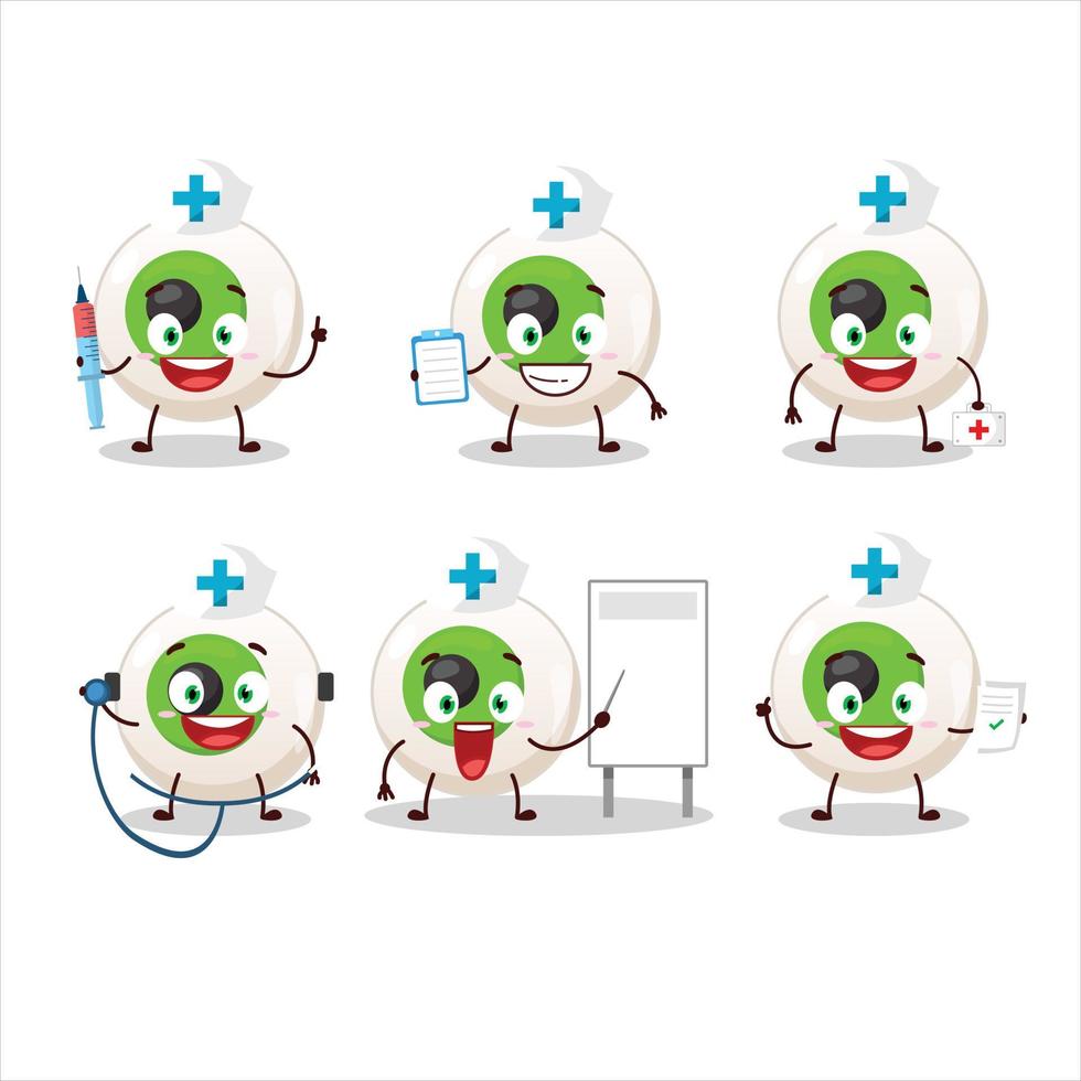 dokter beroep emoticon met oog snoep tekenfilm karakter vector