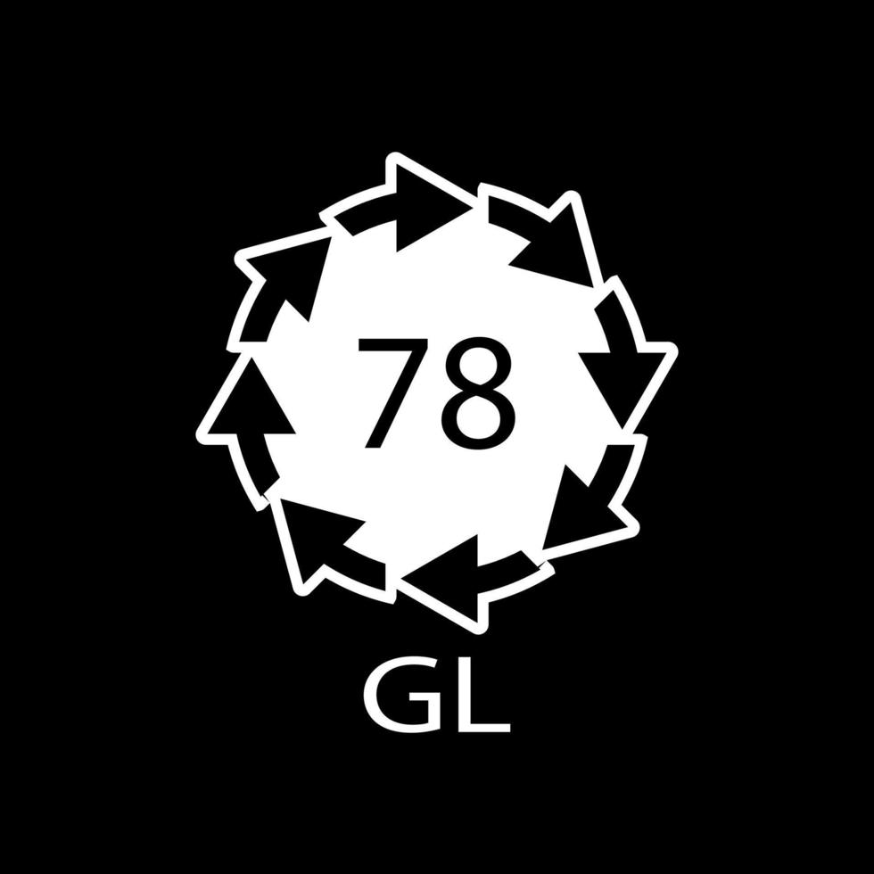 verzilverd glas. glas recycling code 78 gl. vector illustratie