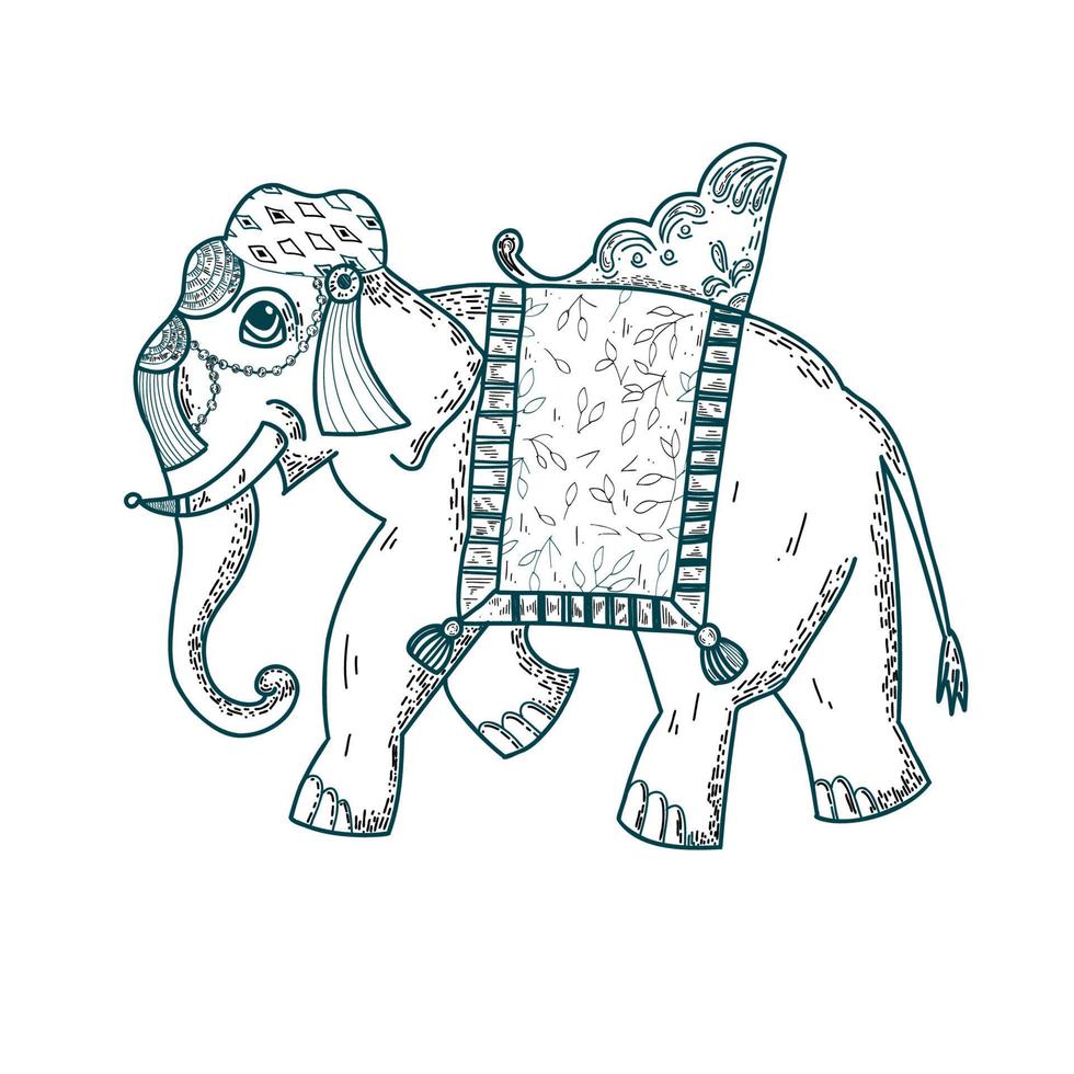 Indisch olifant hand getekend in vector Aan wit achtergrond. geschikt voor textiel ontwerp, ansichtkaarten, scrapbooken.