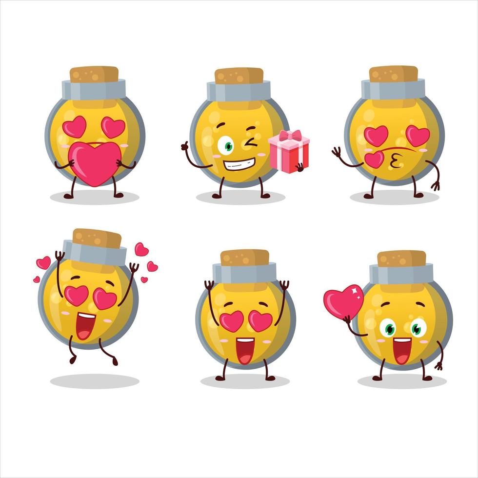 gouden toverdrank tekenfilm karakter met liefde schattig emoticon vector