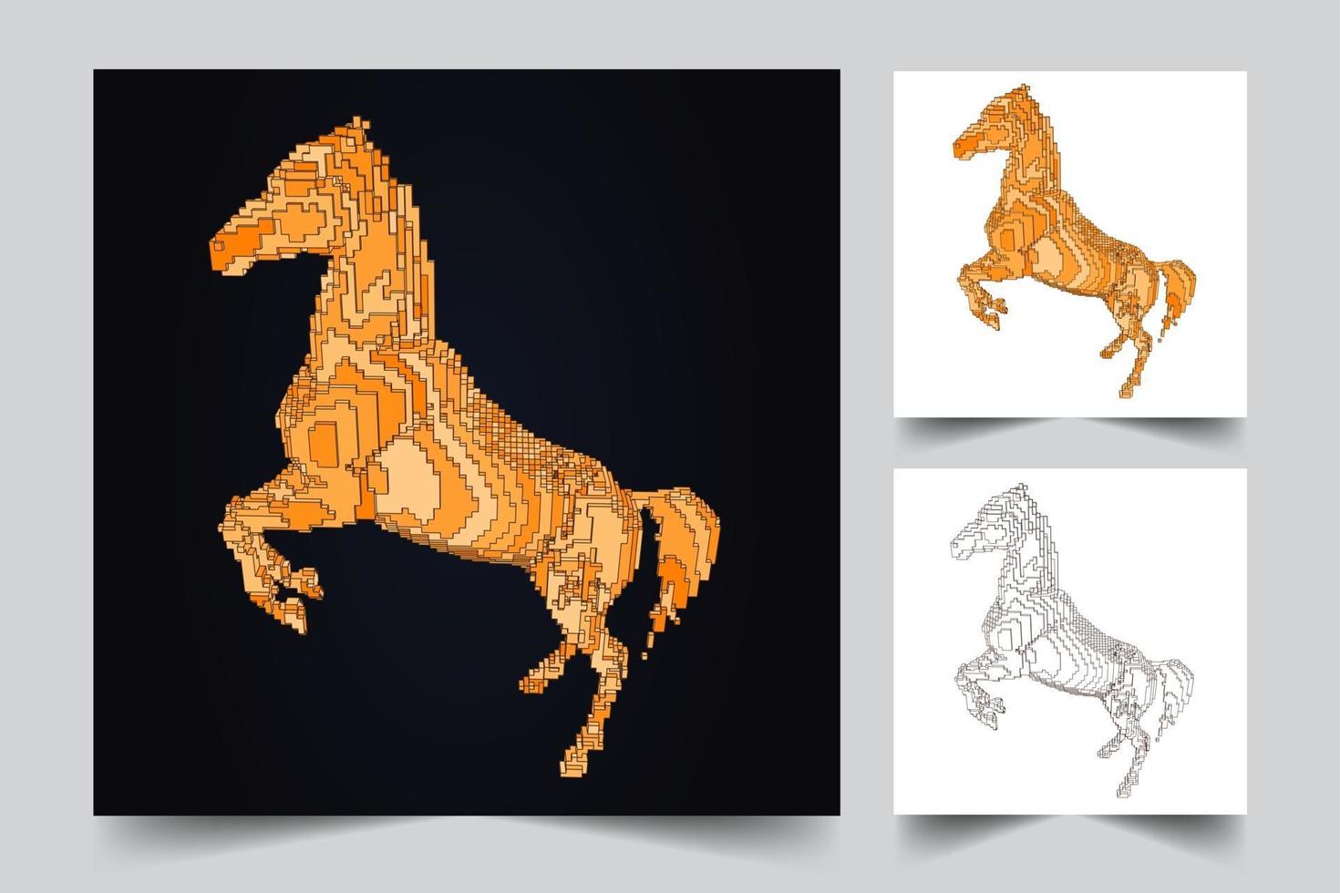 paard voxel illustratie vector