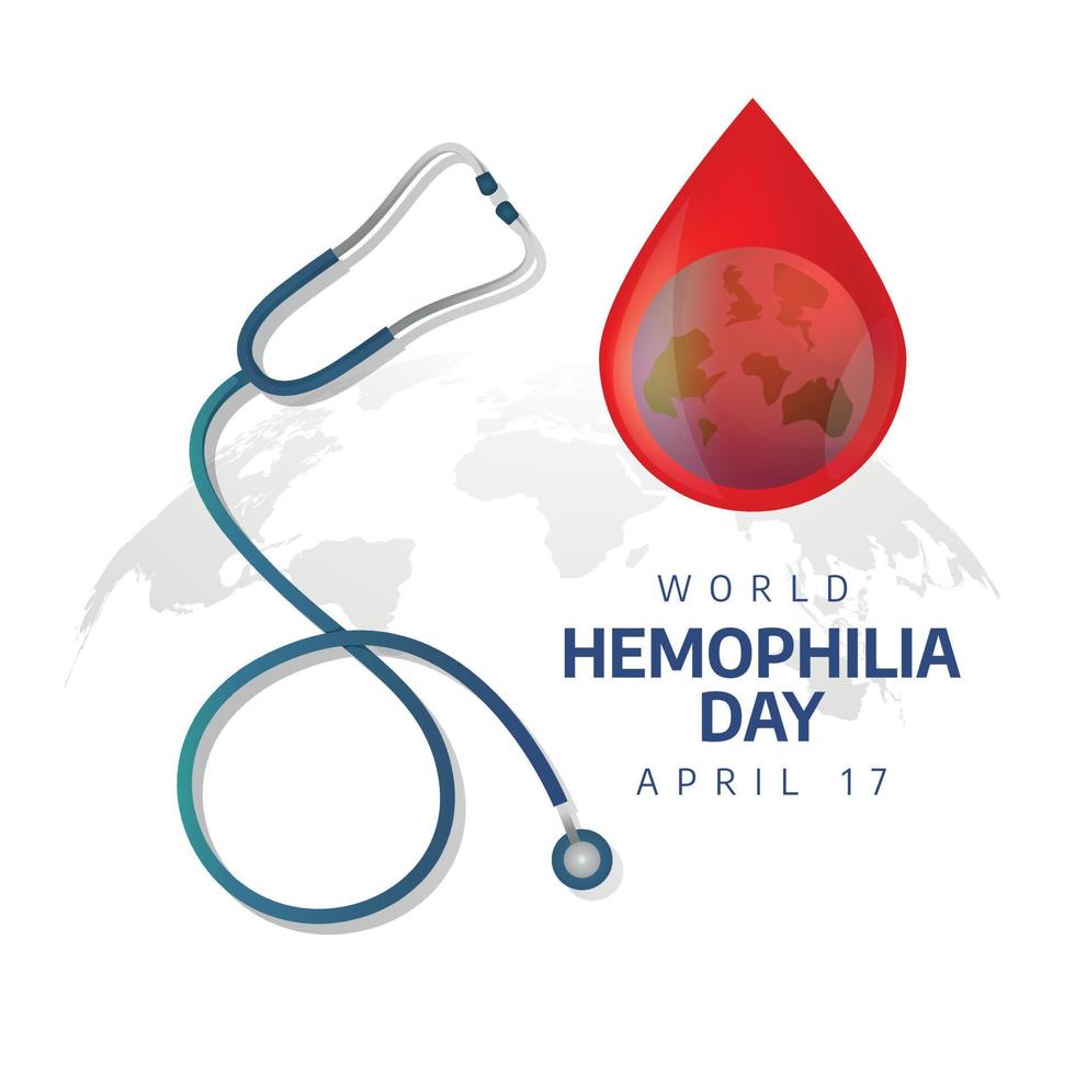 wereld hemofilie dag. hemofilie dag vector illustratie. hemofilie dag illustratie met bloed en stethoscoop. vlak illustratie.