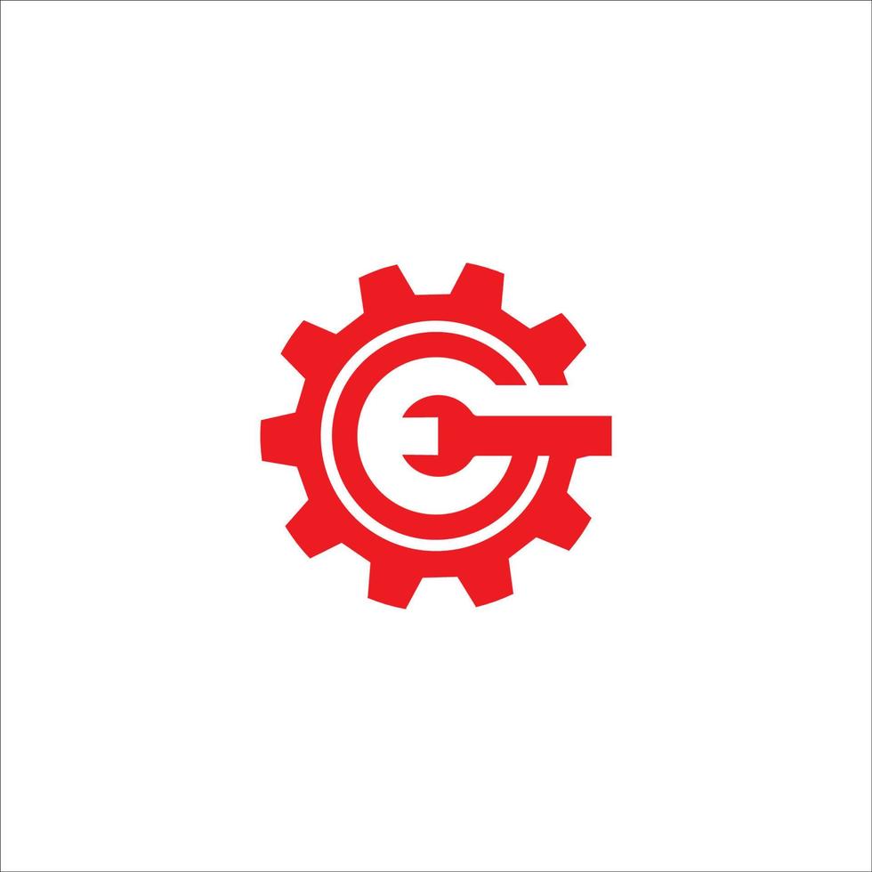 brief g met uitrusting logo vector