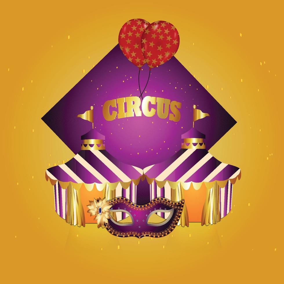 carnaval circus achtergrond met creatieve circustent huis en ballon vector