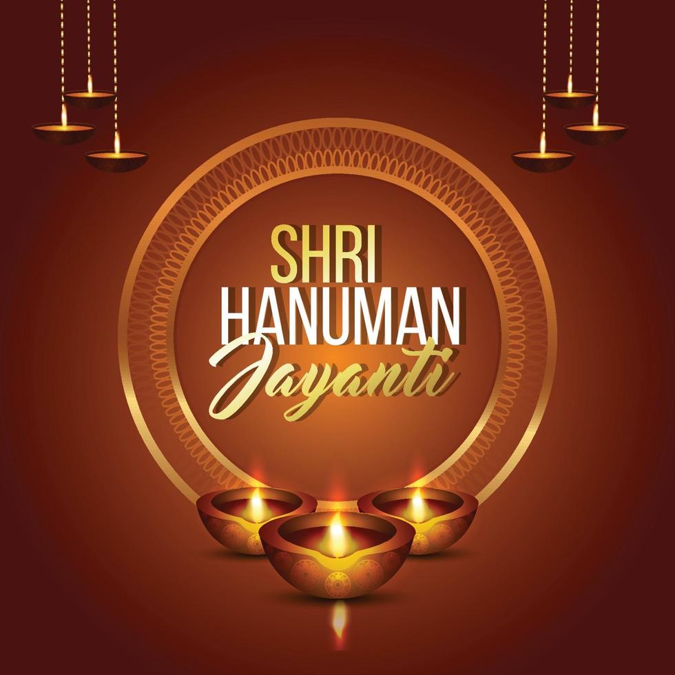 shri hanuman jayanti vectorillustratie met wapen en achtergrond vector