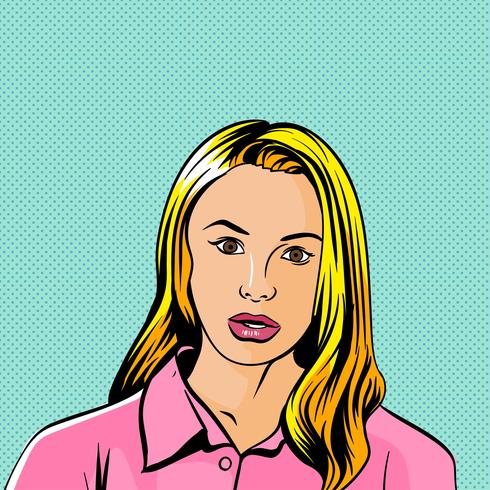 Vrouw Popart Blonde geschokte Vector