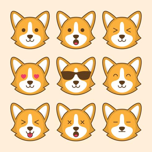 Leuke Corgi Dog Emoticon vector
