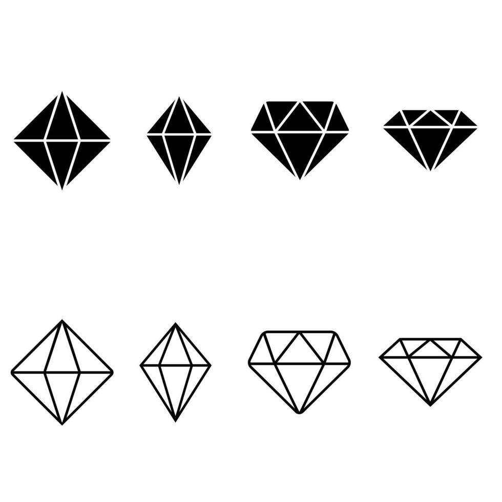juwelen icoon vector set. meetkundig edelstenen diamanten illustratie teken verzameling. edelsteen symbool.
