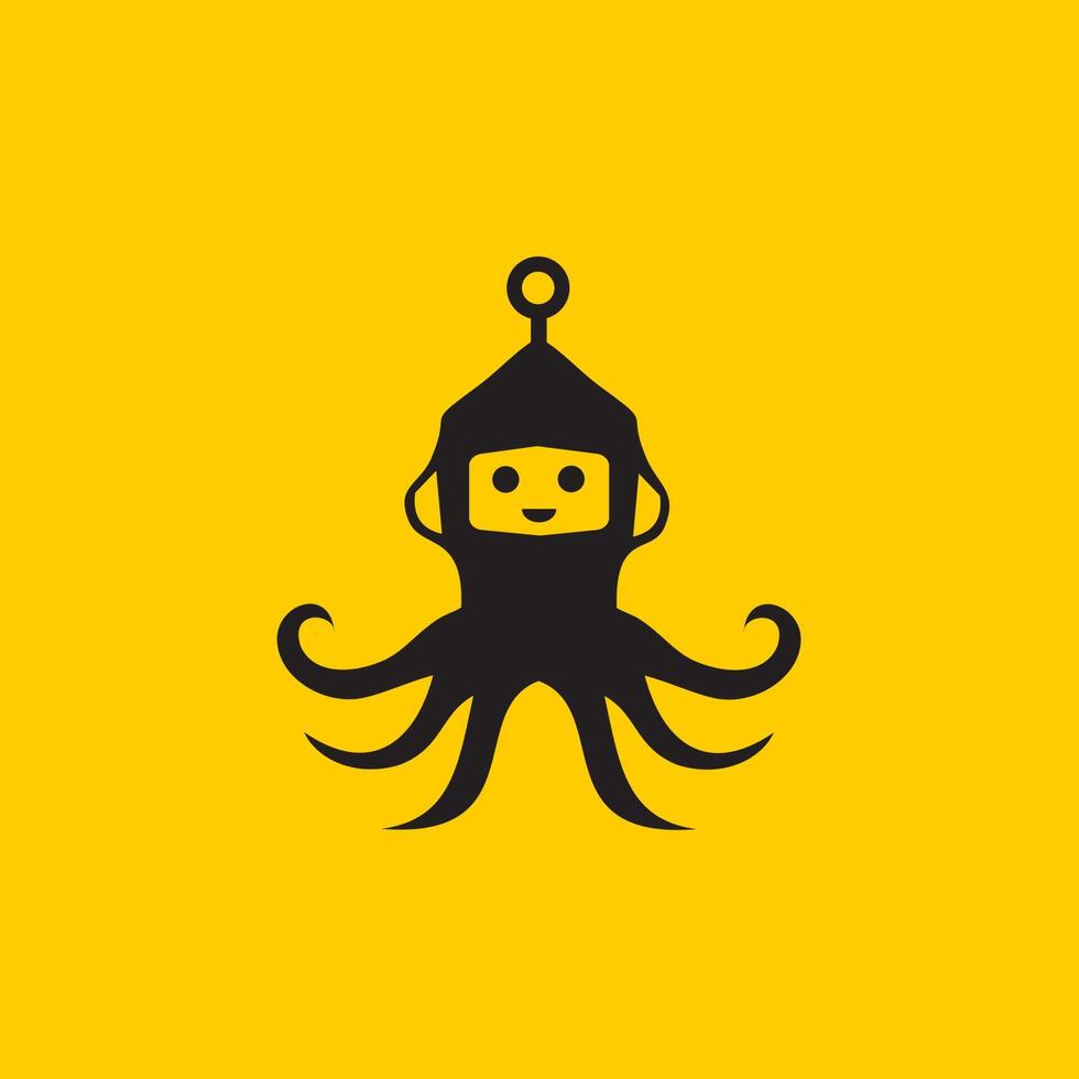 Octopus robot logo ontwerp, dier logo icoon, Octopus logo schilderachtig ontwerp met antenne Aan hoofd. vector