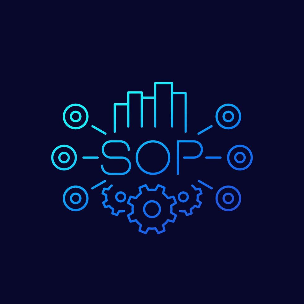 sop, standaard werkprocedure pictogram, lineaire vector