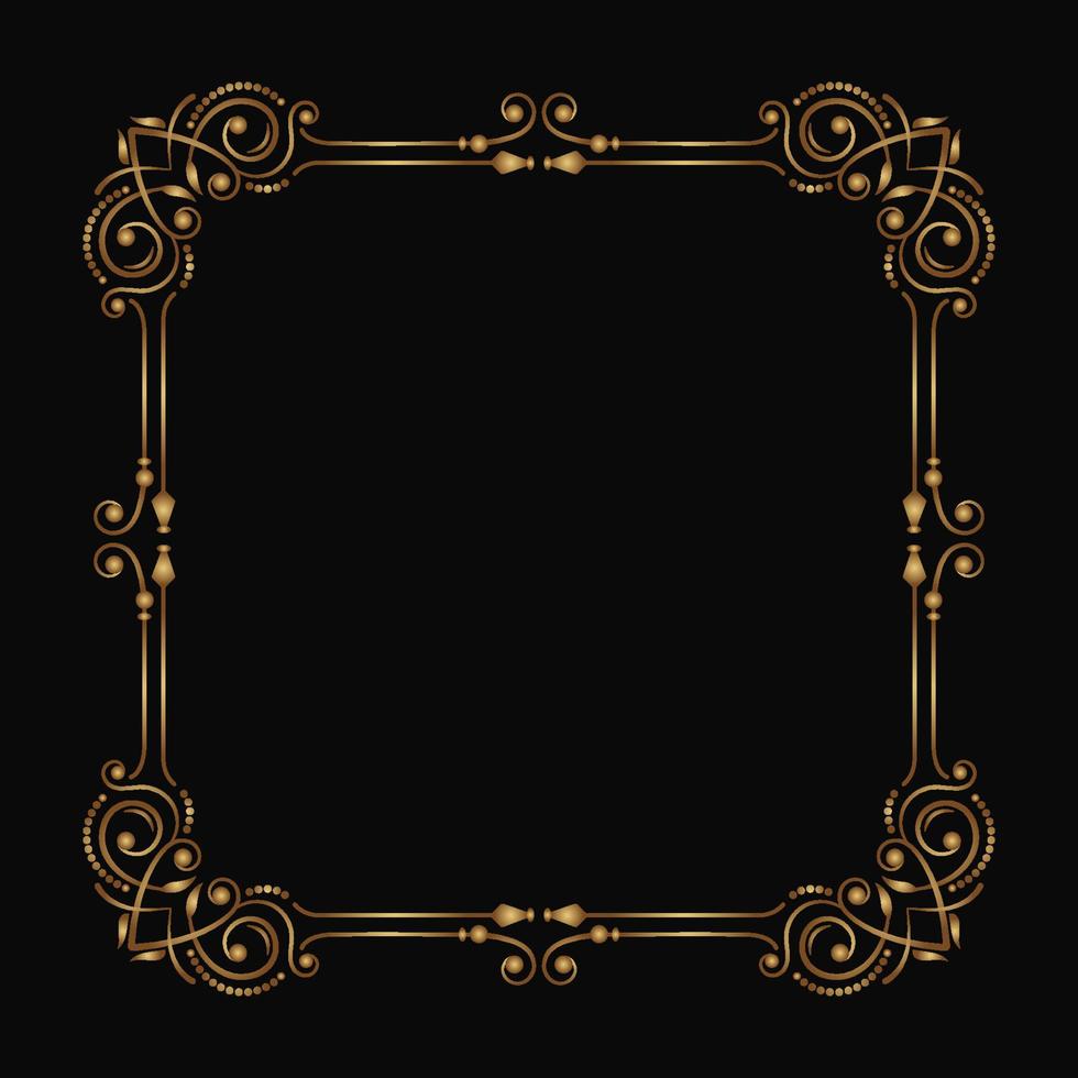 goud wijnoogst kader grens ornament vector