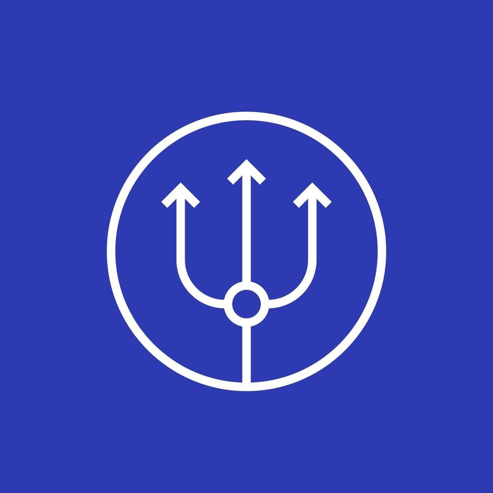 drietand vector pictogram, lineair