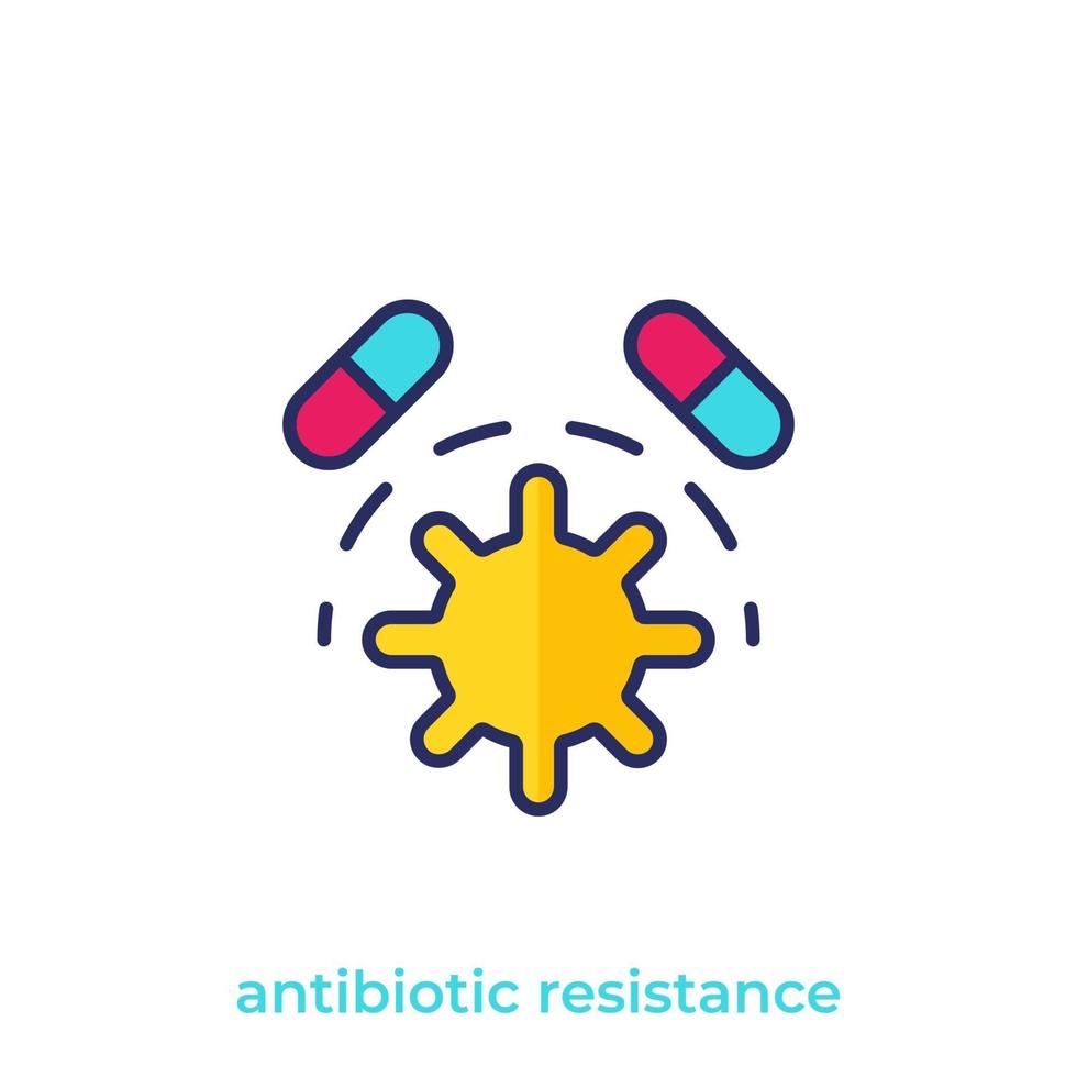 antibioticaresistentie vector pictogram op wit