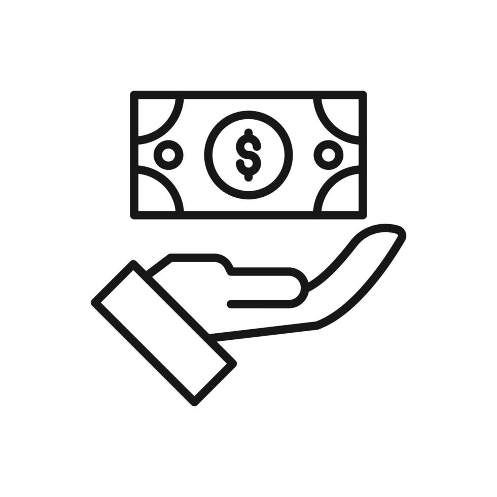 bewerkbare icoon van contant geld dollar bescherming hand- of bijdrage, vector illustratie geïsoleerd Aan wit achtergrond. gebruik makend van voor presentatie, website of mobiel app