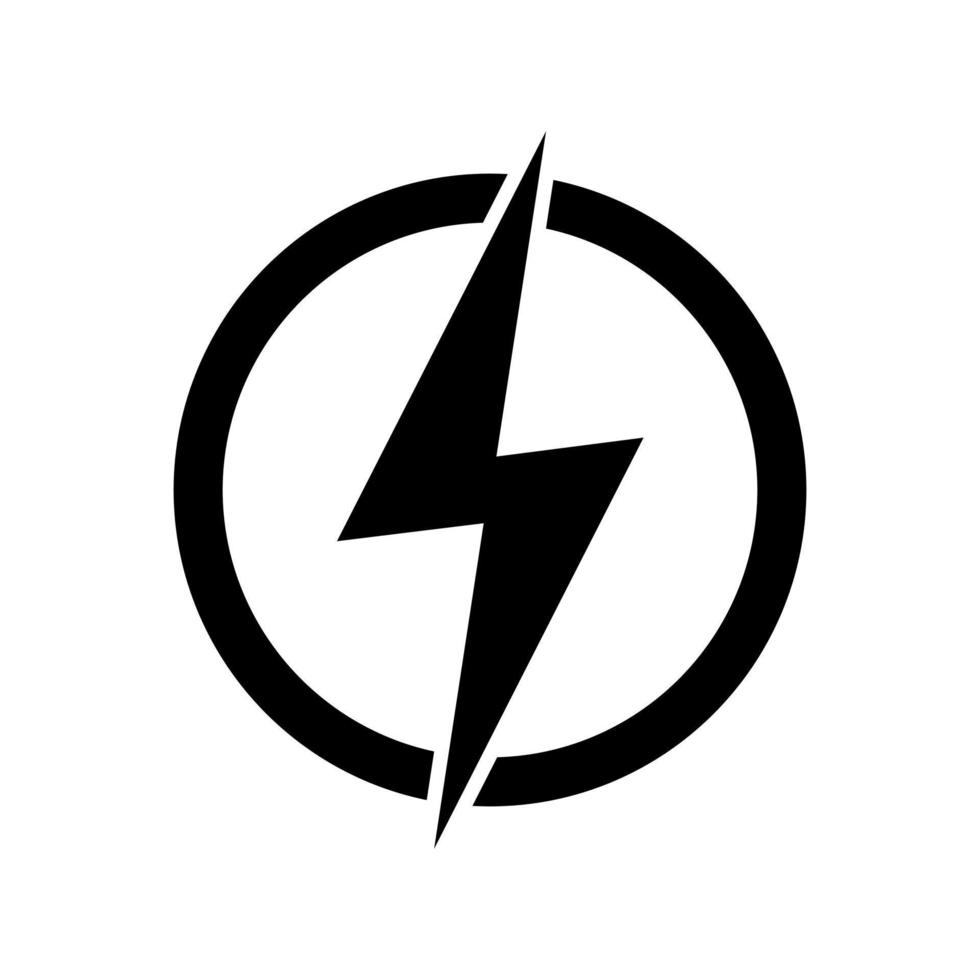 bliksem, elektrisch macht vector logo ontwerp element. energie en donder elektriciteit symbool concept. bliksem bout teken in de cirkel. macht snel snelheid logotype