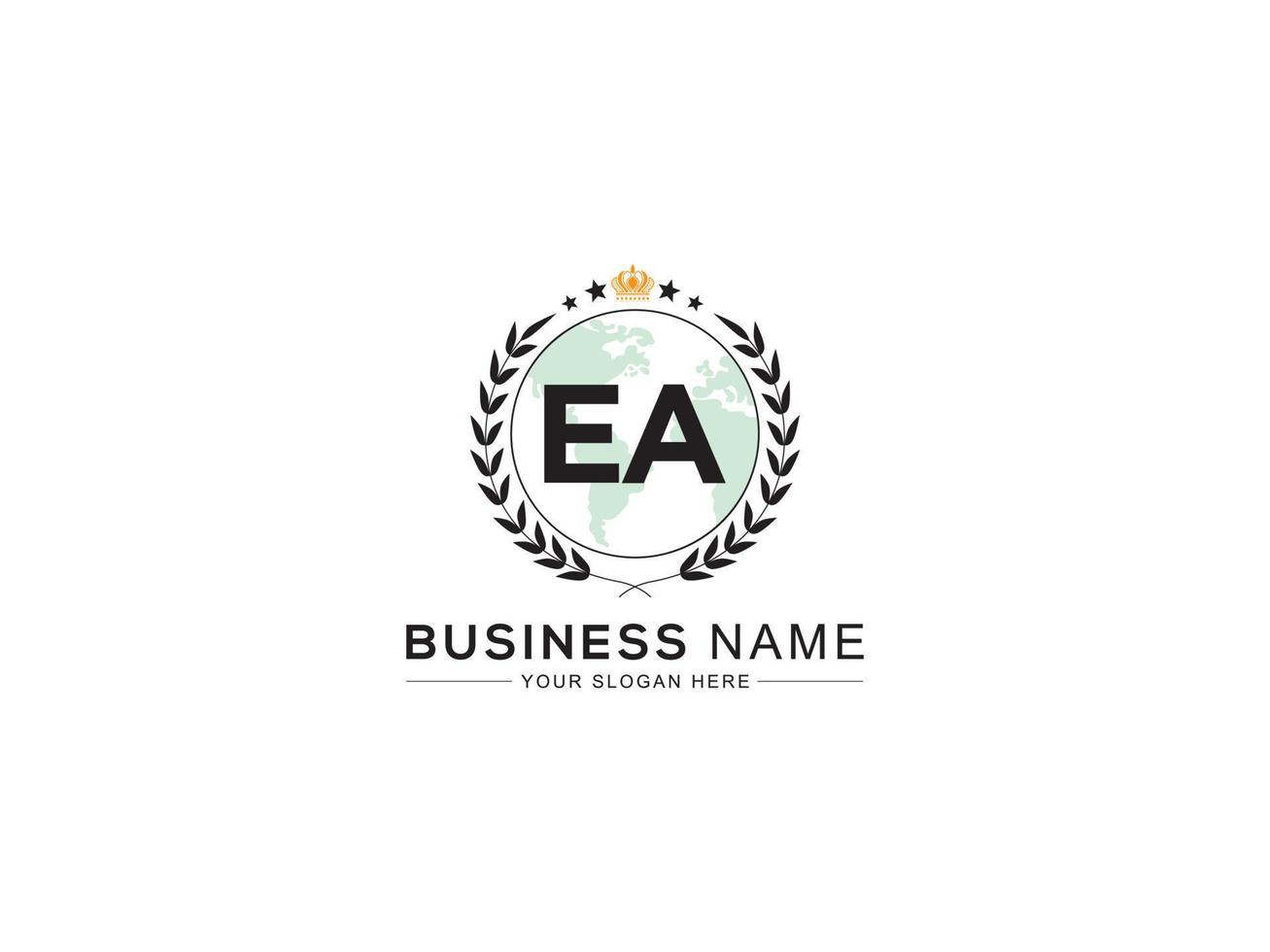 minimalistische ea logo icoon, luxe kroon cirkel ea drie ster brief logo ontwerp vector