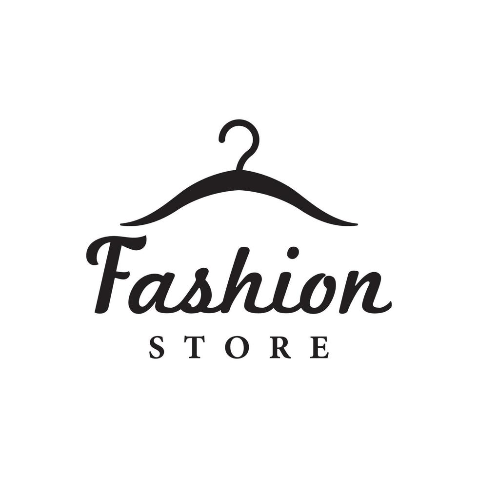 Dames mode logo sjabloon met kleren hanger, luxe kleding.logo voor zaken, boetiek, mode winkel, model, winkelen en schoonheid. vector