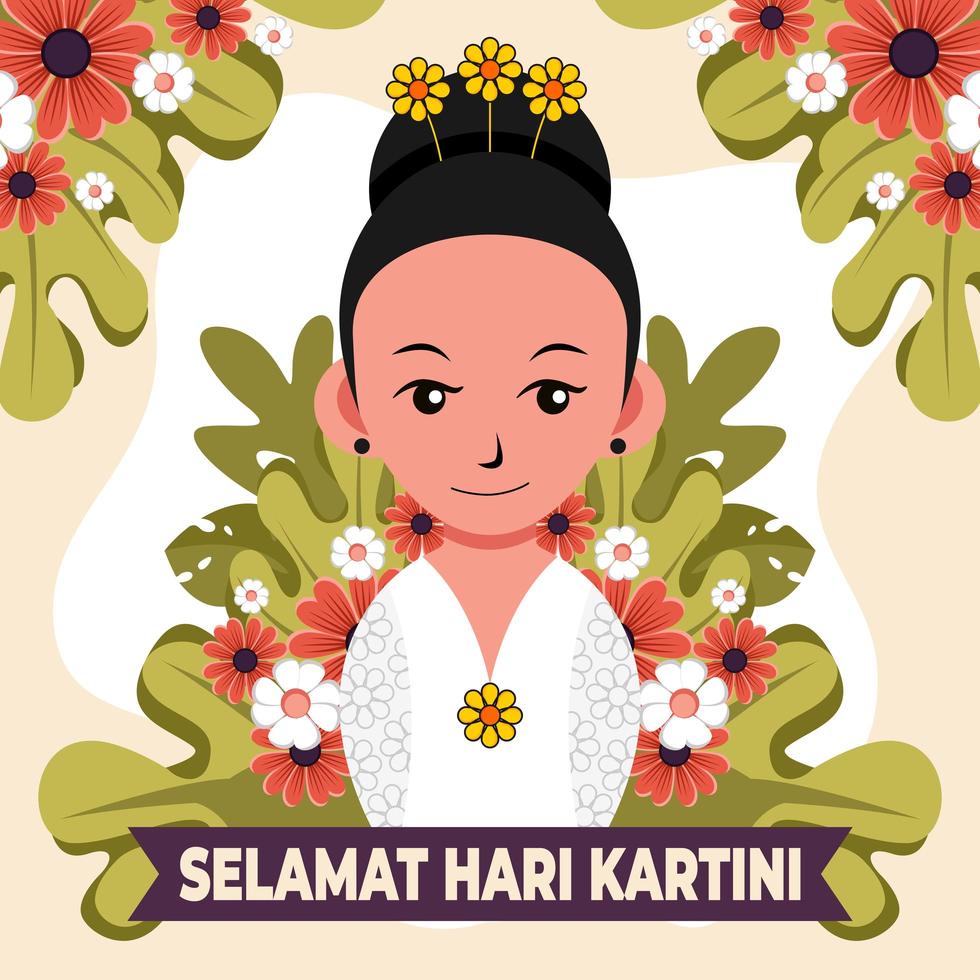 gelukkige kartini-dag vieren met schattig klein meisje vector