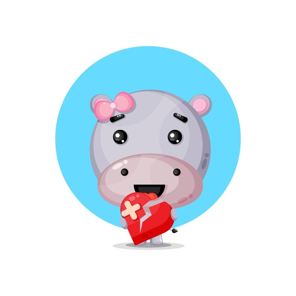 schattige nijlpaard is triest liefde te houden vector