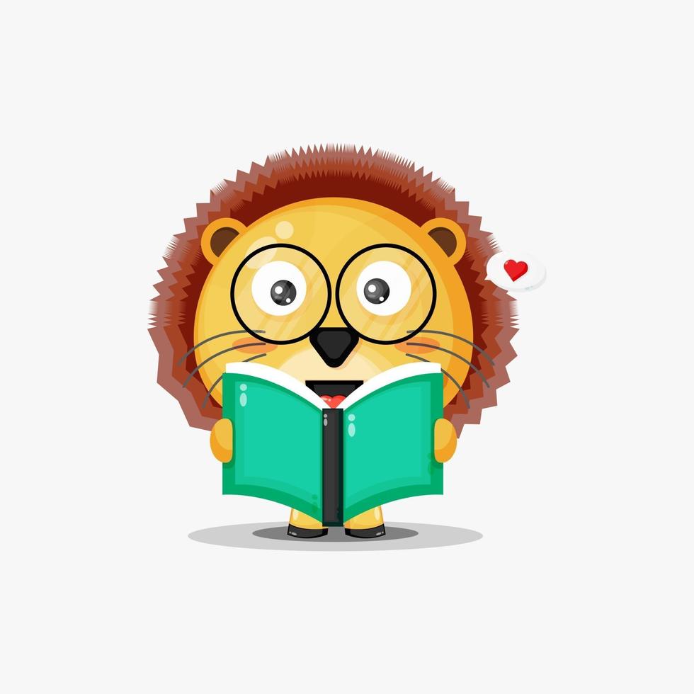 schattige leeuw leest een boek vector