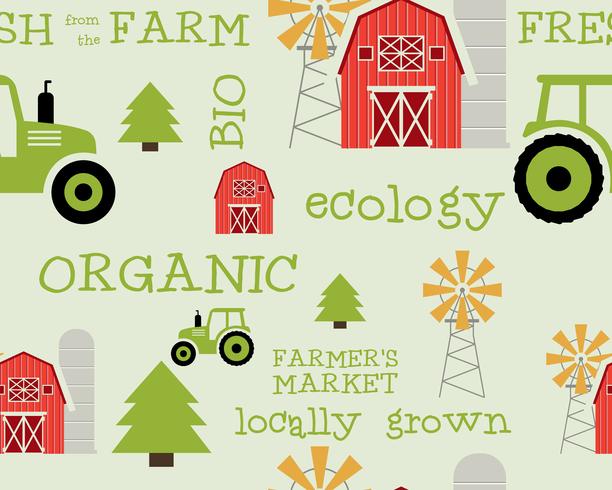 Eco en organische naadloze patroon. Ontwerp van de markt van de boeren. Voor biologische producten, winkel, websites, mobiele app. Ecologie en groen thema. Vector. vector
