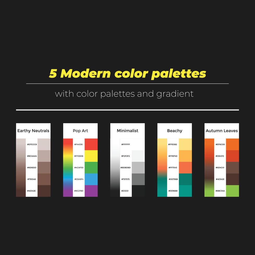 5 modern kleur paletten met kleur en helling vector