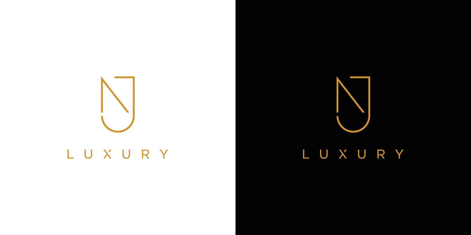 luxe en modern nj logo ontwerp vector