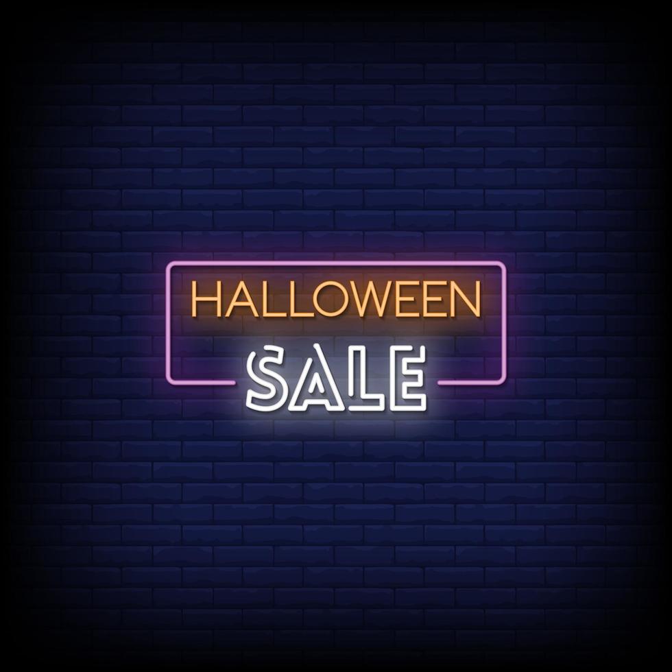 halloween verkoop neonreclames stijl tekst vector