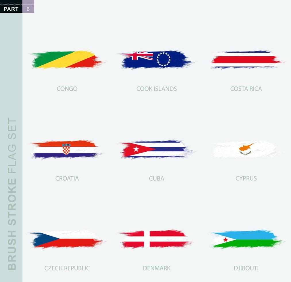grunge abstract borstel beroerte vlag set, negen verschillend vlag. vector