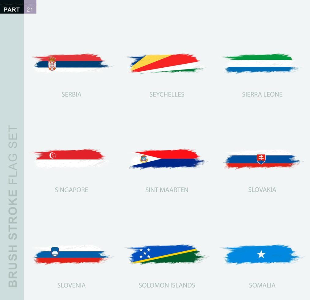 grunge abstract borstel beroerte vlag set, negen verschillend vlag. vector