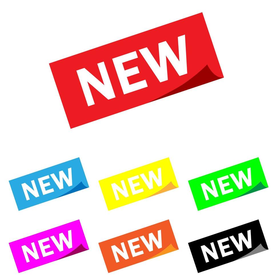 nieuw plein sticker illustratie verzameling. nieuw vector icoon set. afzet teken.