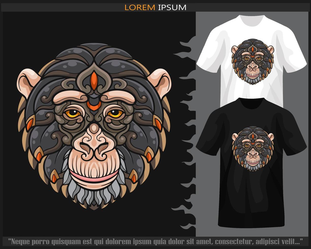 kleurrijk aap hoofd mandala kunsten geïsoleerd Aan zwart en wit t shirt. vector