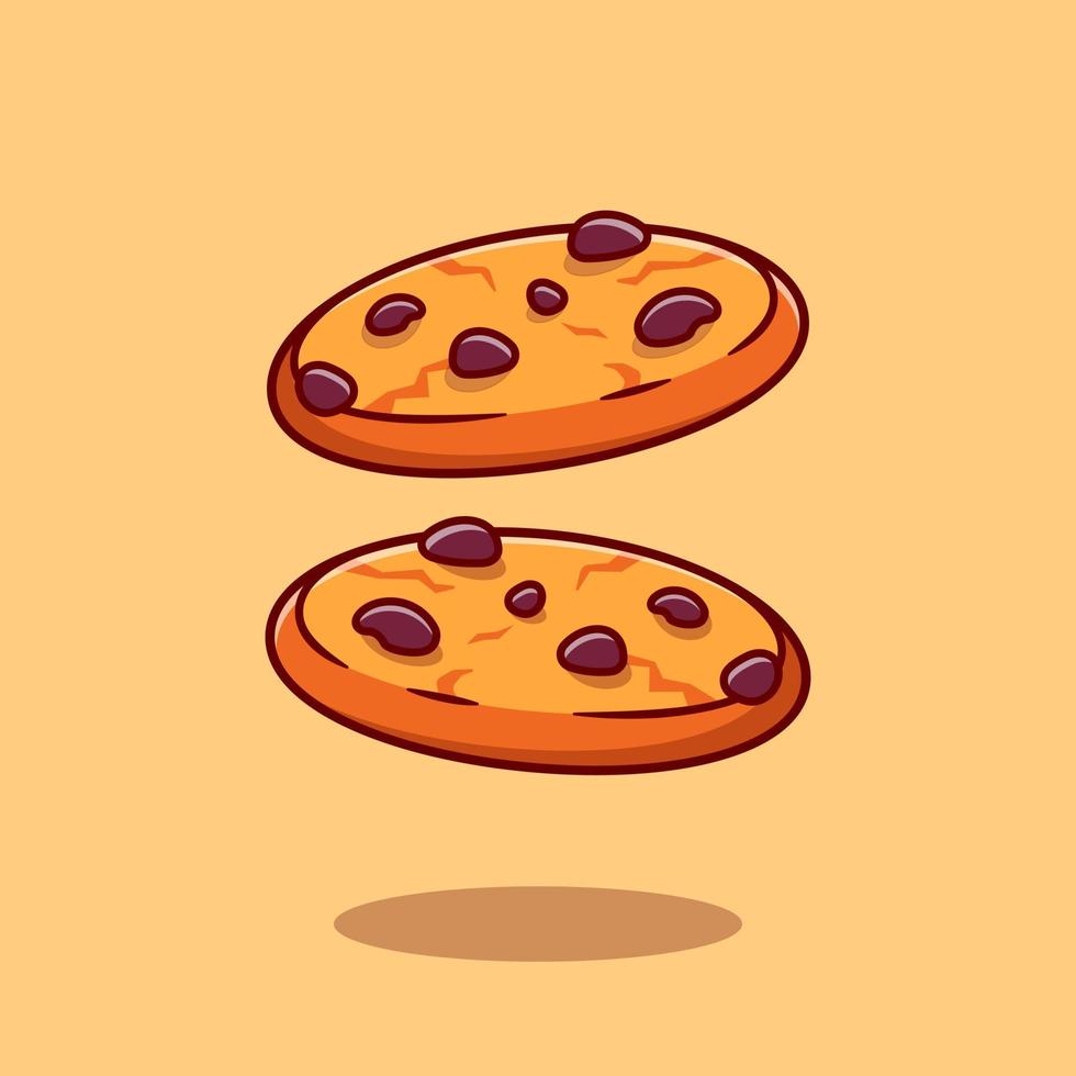 chocola koekjes tekenfilm vector icoon illustratie. voedsel tussendoortje icoon concept geïsoleerd premie vector. vlak tekenfilm stijl
