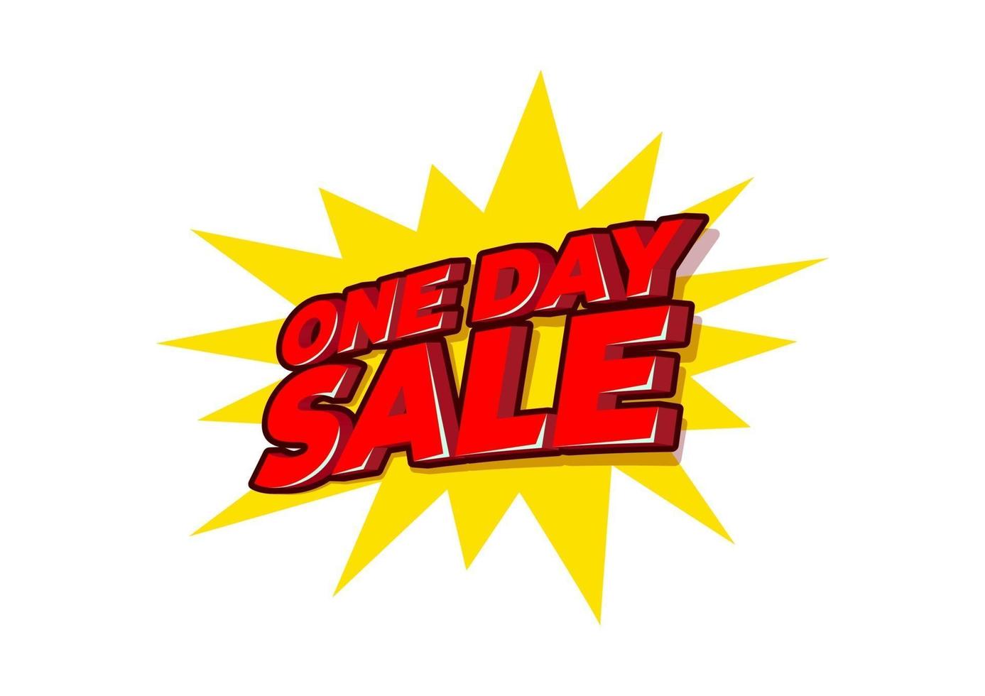 eendaagse verkoop 3d-tekst, eendaagse verkoop speciale aanbieding banner sjabloonontwerp. vector