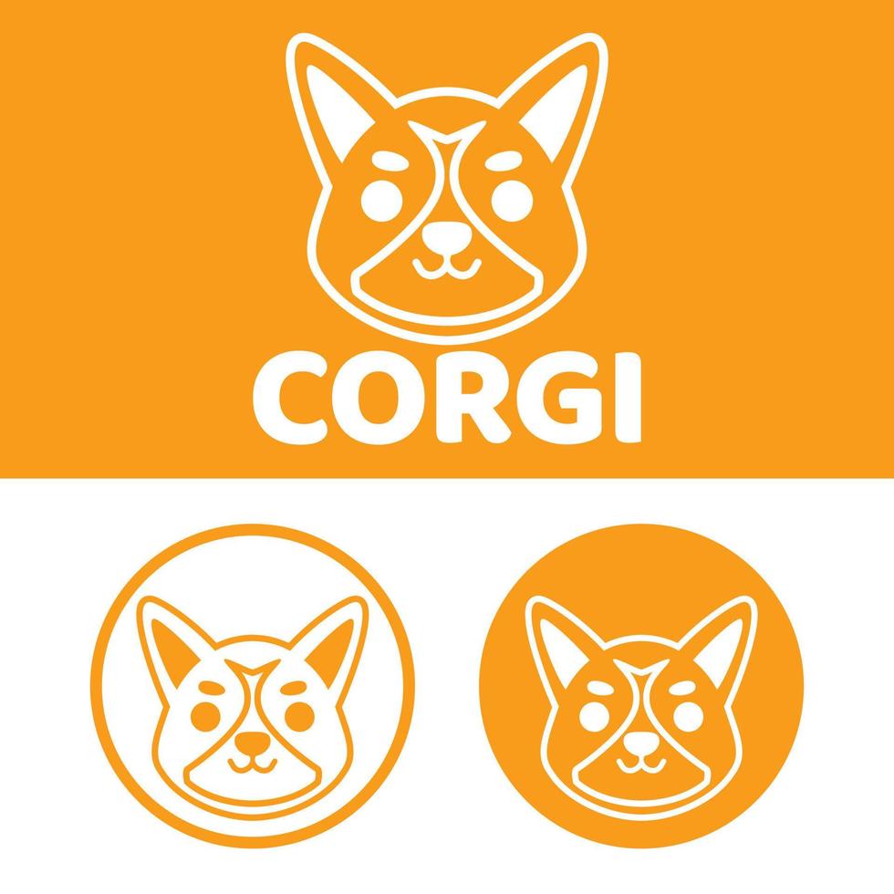 schattig kawaii puppy pembroke welsh sable corgi hond mascotte tekenfilm logo ontwerp icoon illustratie karakter hand- getrokken. geschikt voor elke categorie van bedrijf, bedrijf, merk Leuk vinden huisdier winkel vector