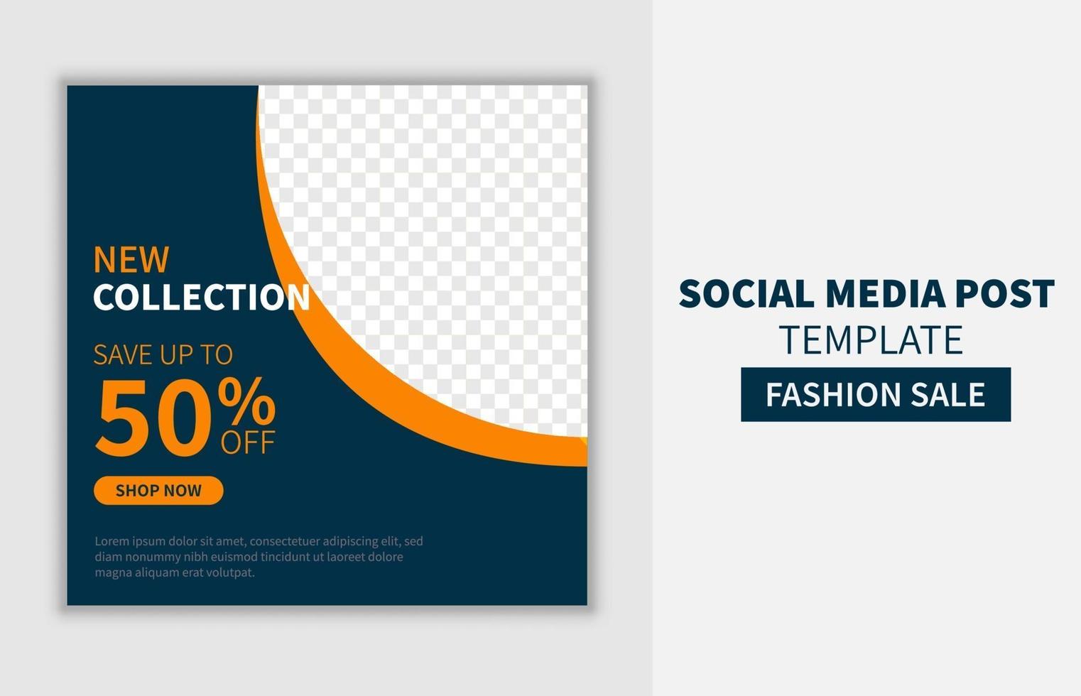 creatieve mode verkoop promo sociale media post sjabloonontwerp banner met blauwe kleurstijl. goed voor online zakelijke promotievector vector