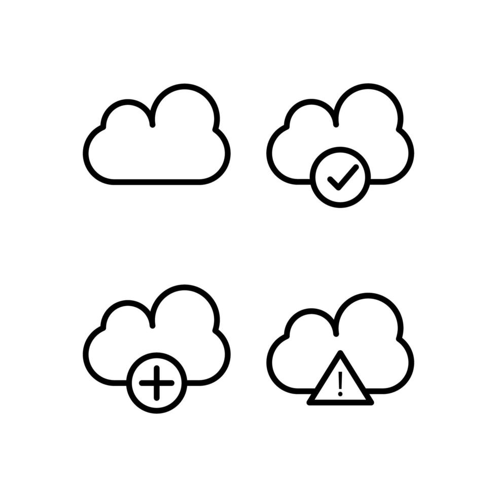 wolk, uitroepend, controleren, plus teken vector icoon