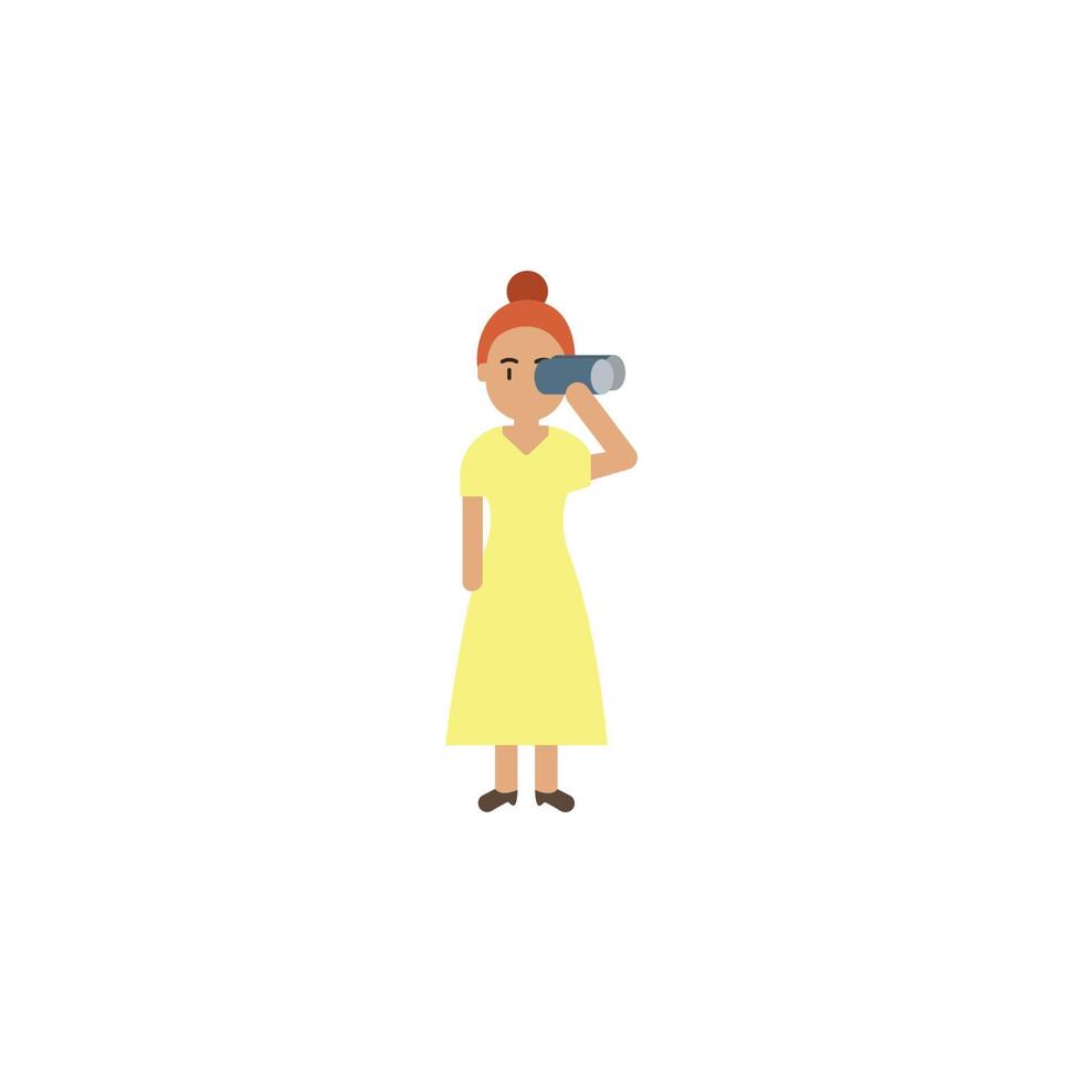 verrekijker, vrouw tekenfilm vector icoon