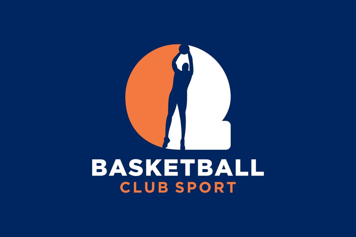 eerste brief q basketbal logo icoon. mand bal logotype symbool. vector