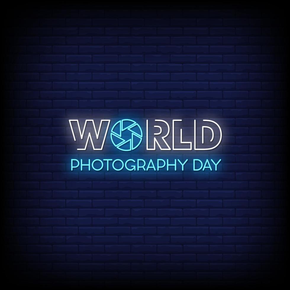 wereldfotografie dag neonreclames vector